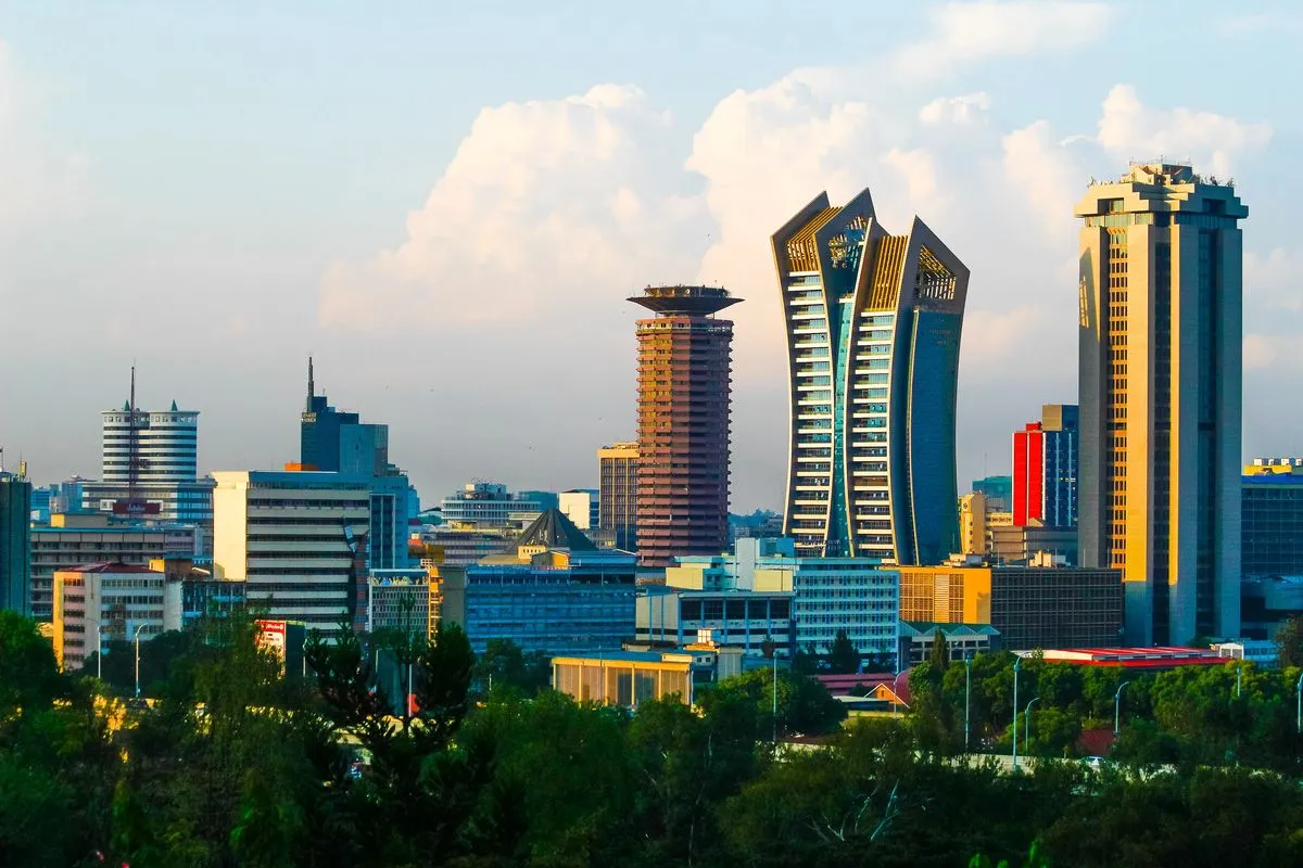 Interviewer and candidate in a professional job interview overlooking Nairobi